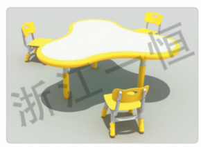 塑料桌椅系列可拼式三叶桌（双边）